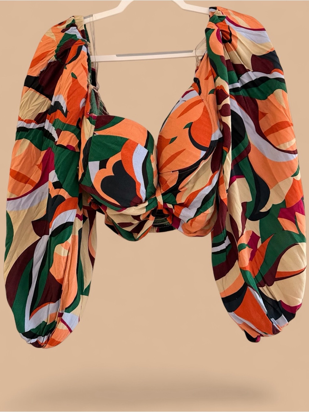 Live 4 Truth Abstract Retro Off-The-Shoulder Puff Sleeve Crop Top - XL